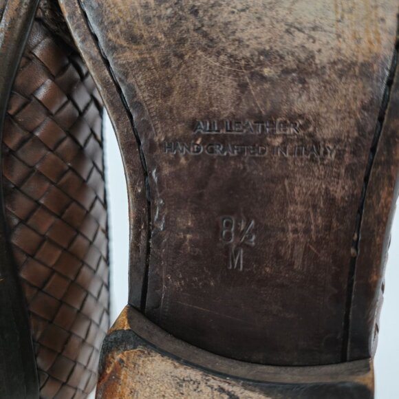 Zelli Italian Handmade Dress Shoes Brown Woven Leather Loafers Mens 8.5 Slip-ons - Picture 8 of 11